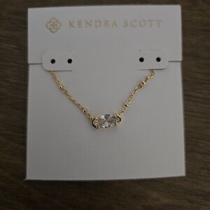 Kendra Scott Gold Necklace with Clear Stone